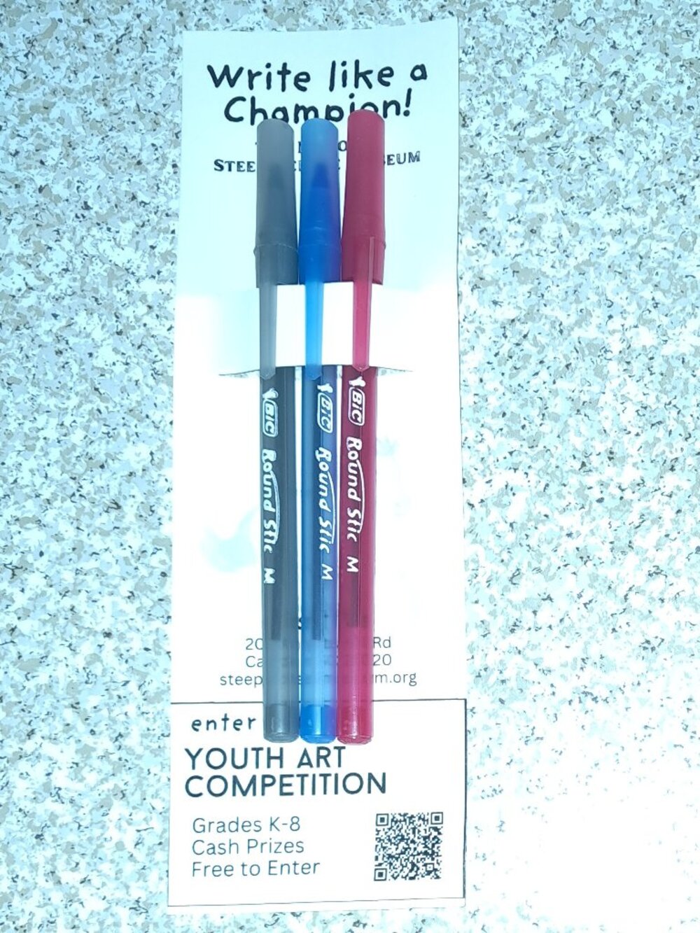NEW Lot of 3 BIC Round Stic Ballpoint Pens, Medium Point Black Red Blue Ink